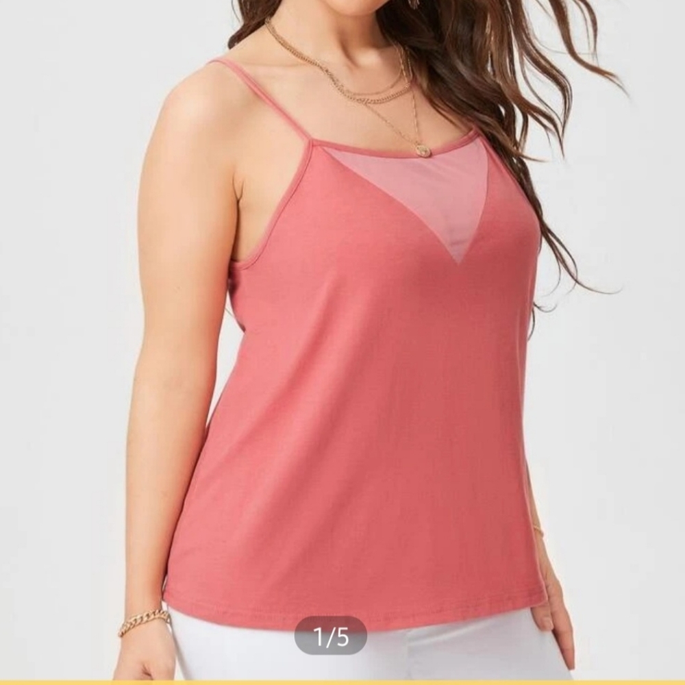 🎉HOST PICK🎉 Solid Contrast Mesh Cami Top